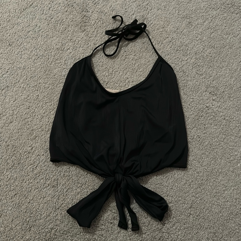 Kortni Jean Tied up top in ribbed black
